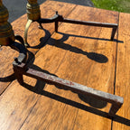 Antique Brass & Wrought Iron Fireplace Andirons Firedogs Victorian Colonial Pair