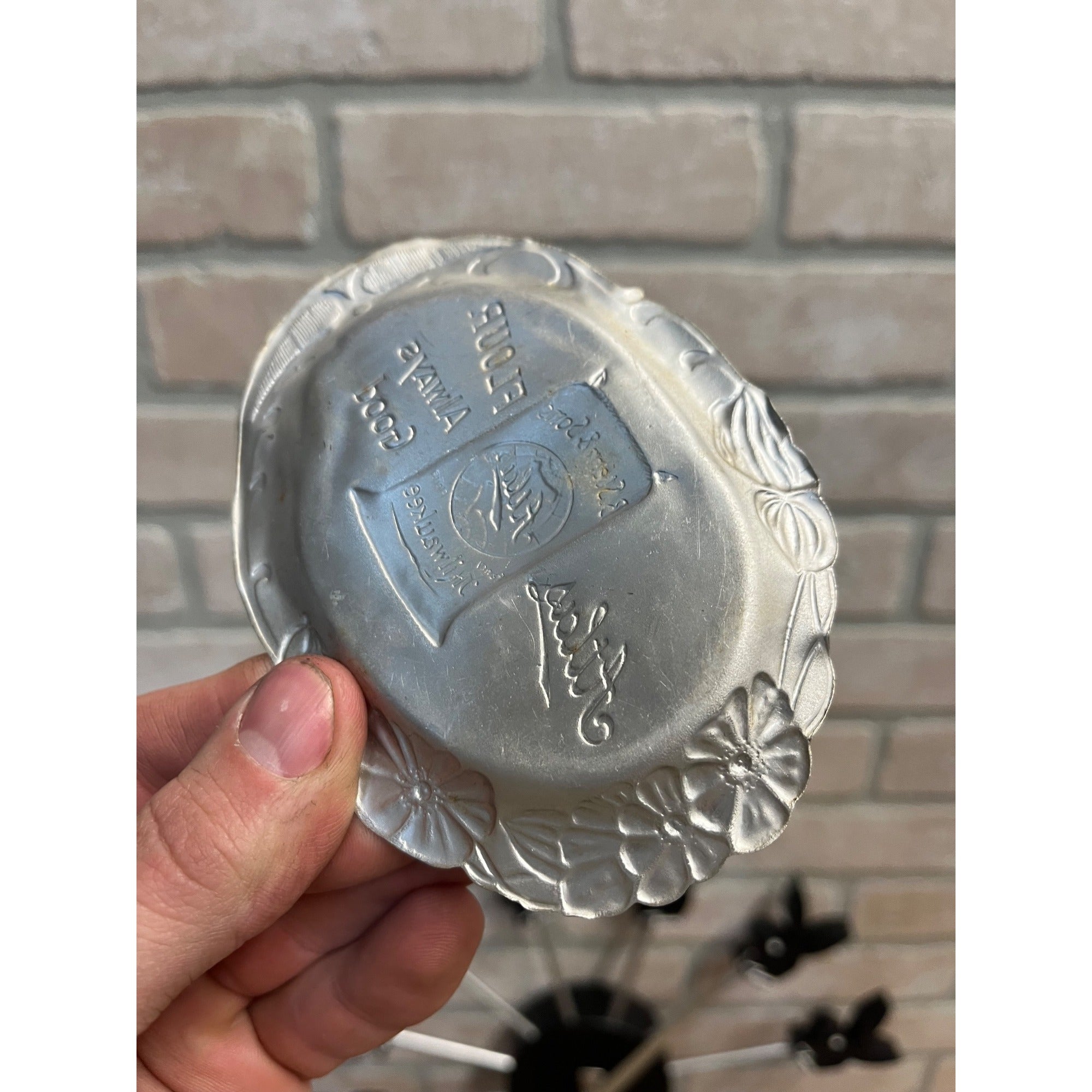 Original Vintage Atlas Flour Aluminum Tip Tray Advertising Early Milwaukee Wis