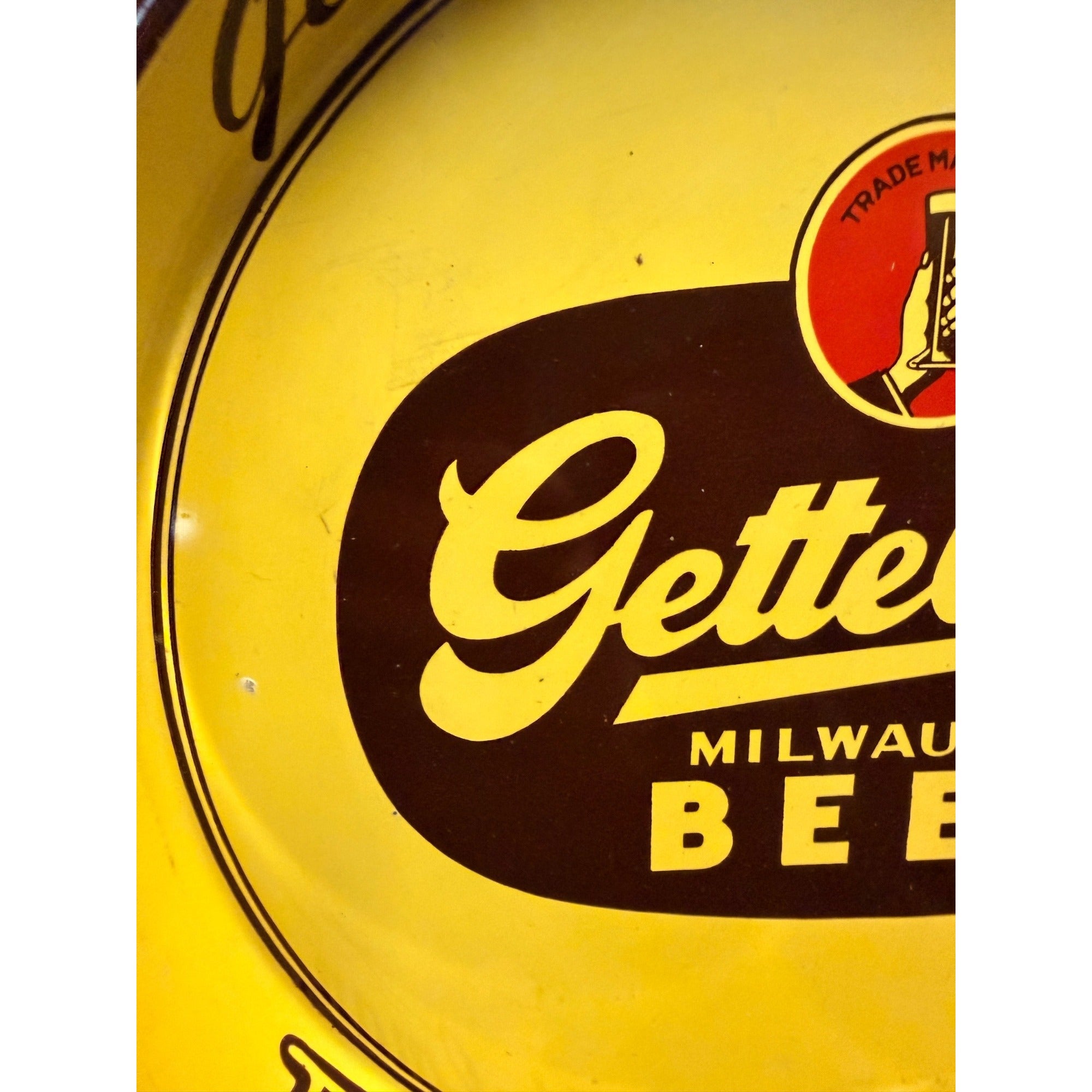 Vintage 1950s Gettelman Milwaukee Beer 12" Tray Advertising "Get...Get.."
