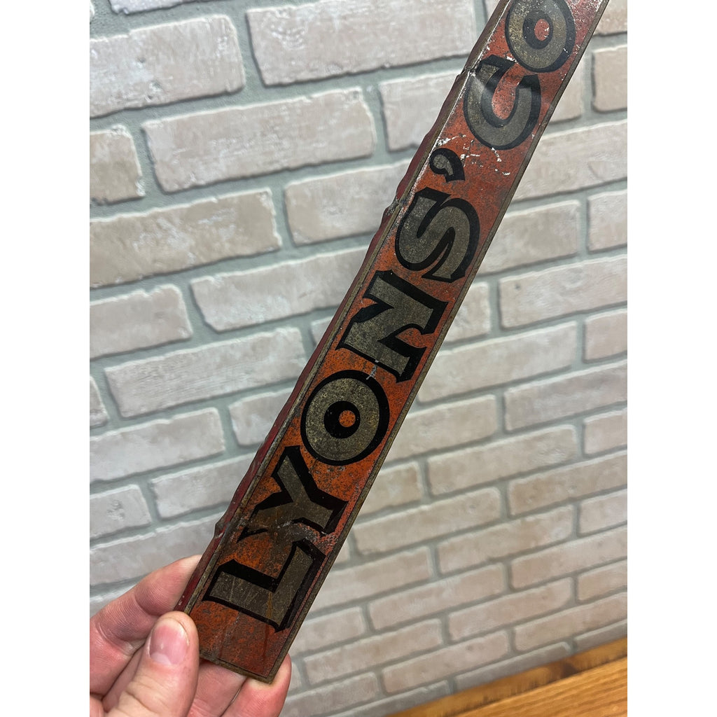 Vintage 1900s Lyons Cocoa Tin Rack Sign Advertiisng General Store Kitchen