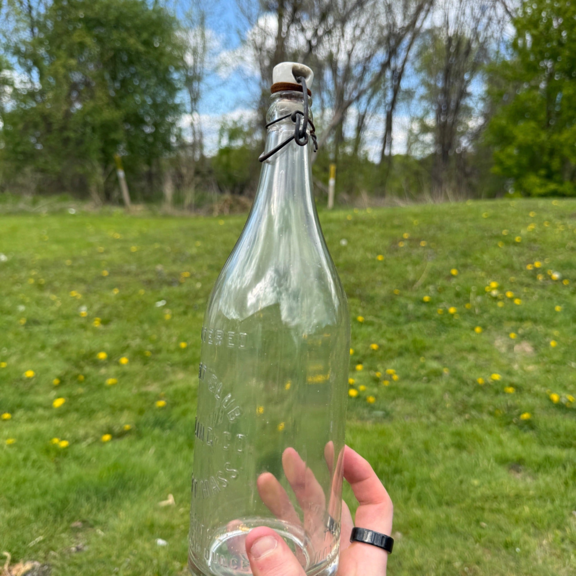 Antique Everett Club Bottling Co Massachusetts Mass 1 Pint 12 Oz Soda Bottle W/ Stopper
