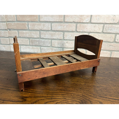 Original Antique Early 1900s Doll Wooden Bed Handmade For 10"-12" Dolls