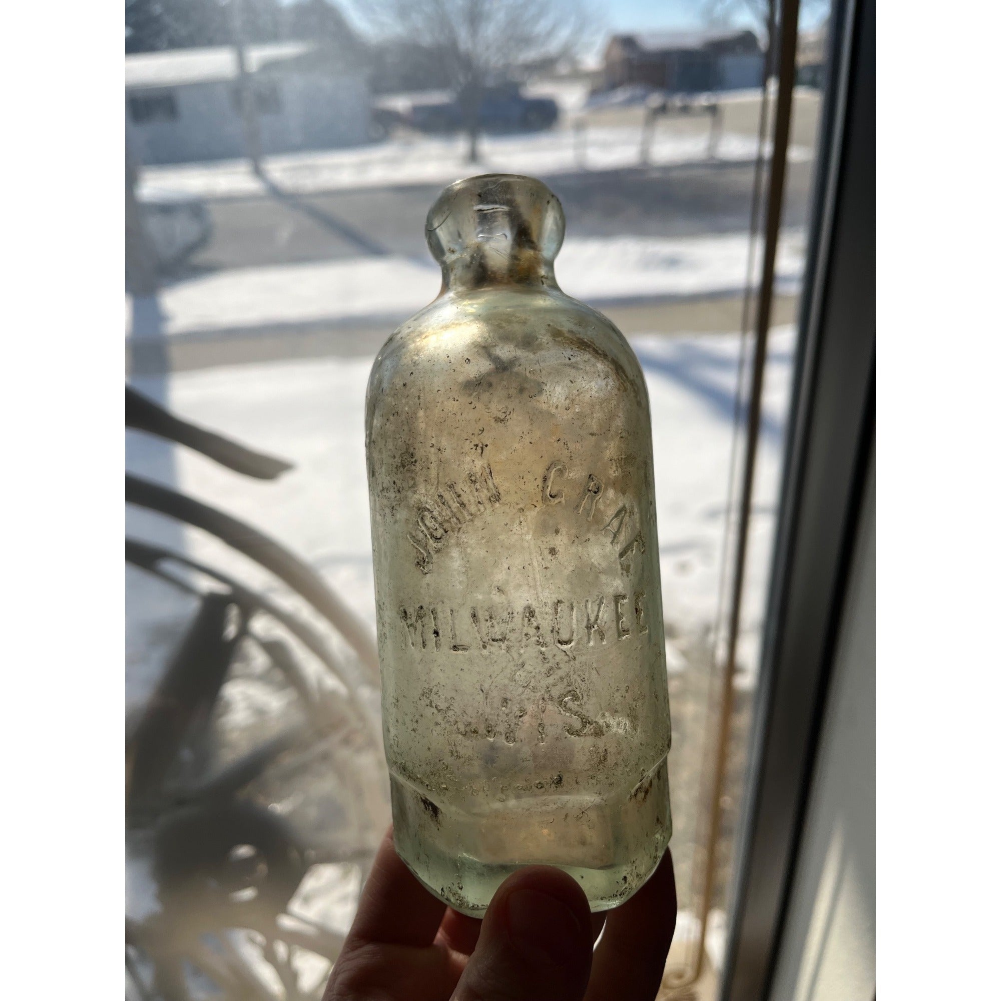 John Graf Milwaukee Wisconsin Blob Top Soda Bottle Hutchinson Hutch WI Wis