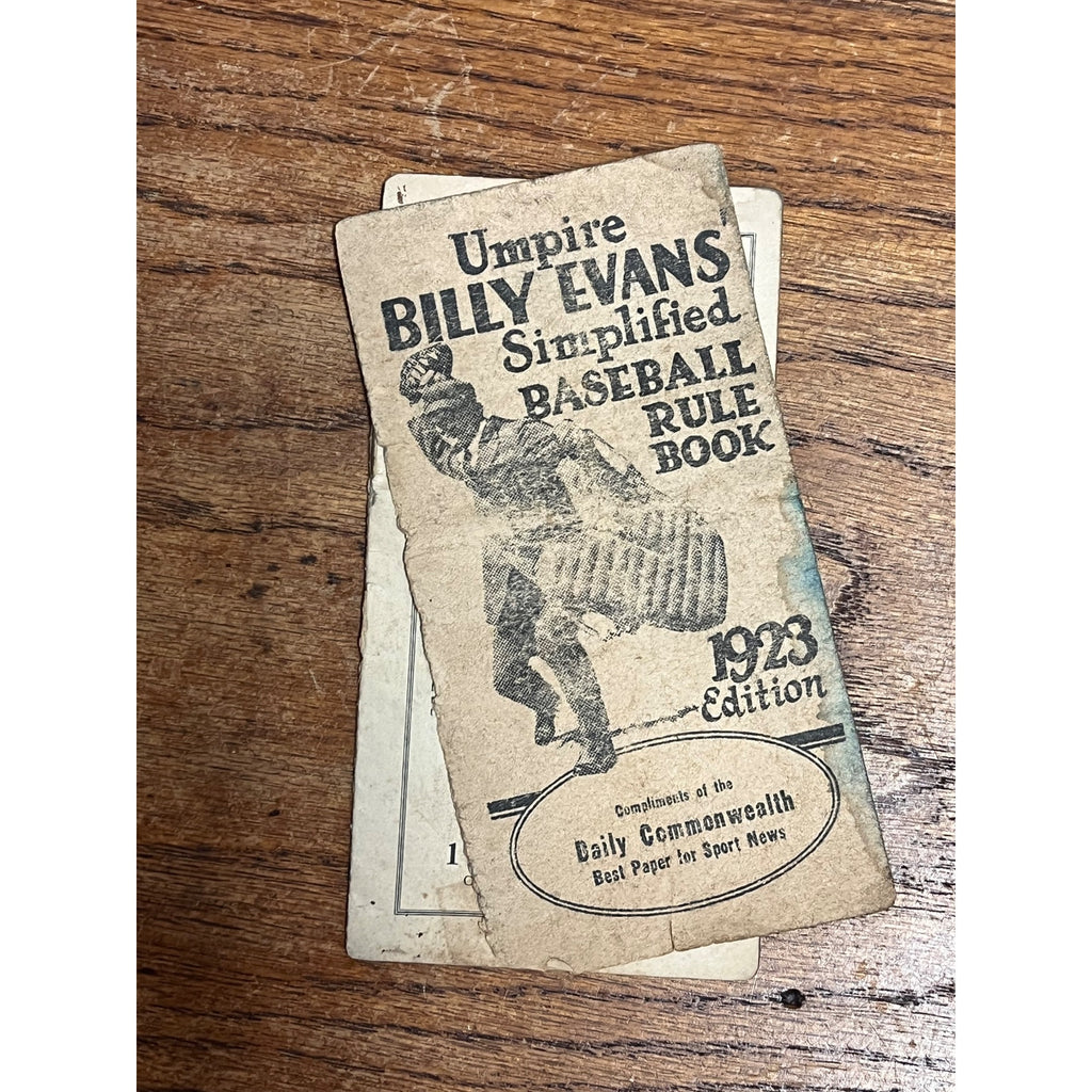 1923 Umpire Billy Evans Simplified Baseball Rule Book