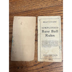 1923 Umpire Billy Evans Simplified Baseball Rule Book