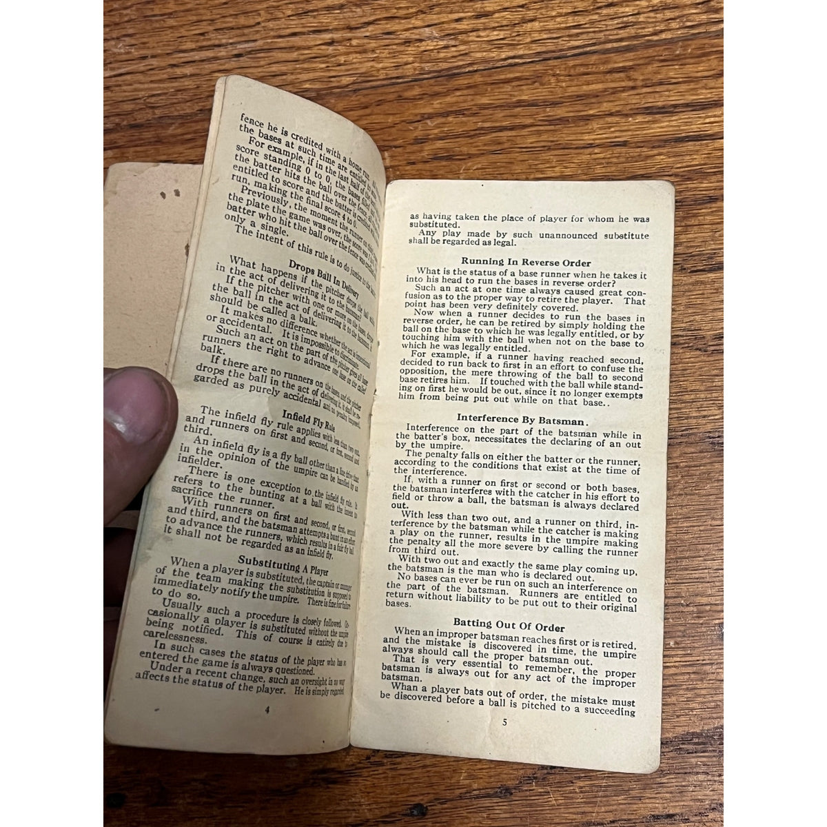 1923 Umpire Billy Evans Simplified Baseball Rule Book