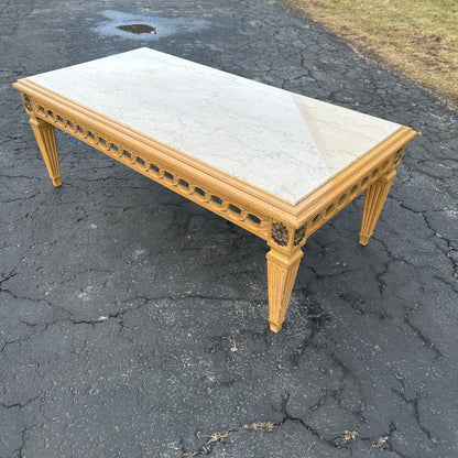 Vintage Nahon Marble Top Mid Century Coffee Table