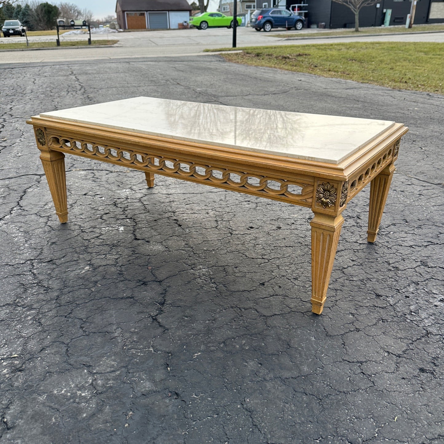 Vintage Nahon Marble Top Mid Century Coffee Table