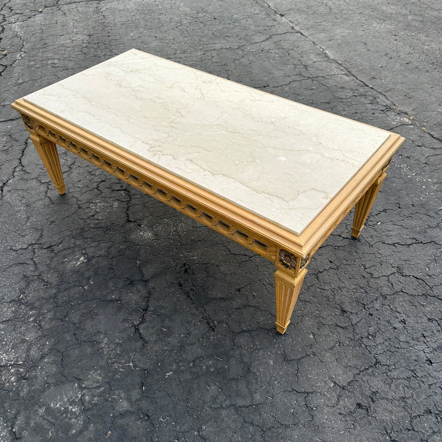 Vintage Nahon Marble Top Mid Century Coffee Table