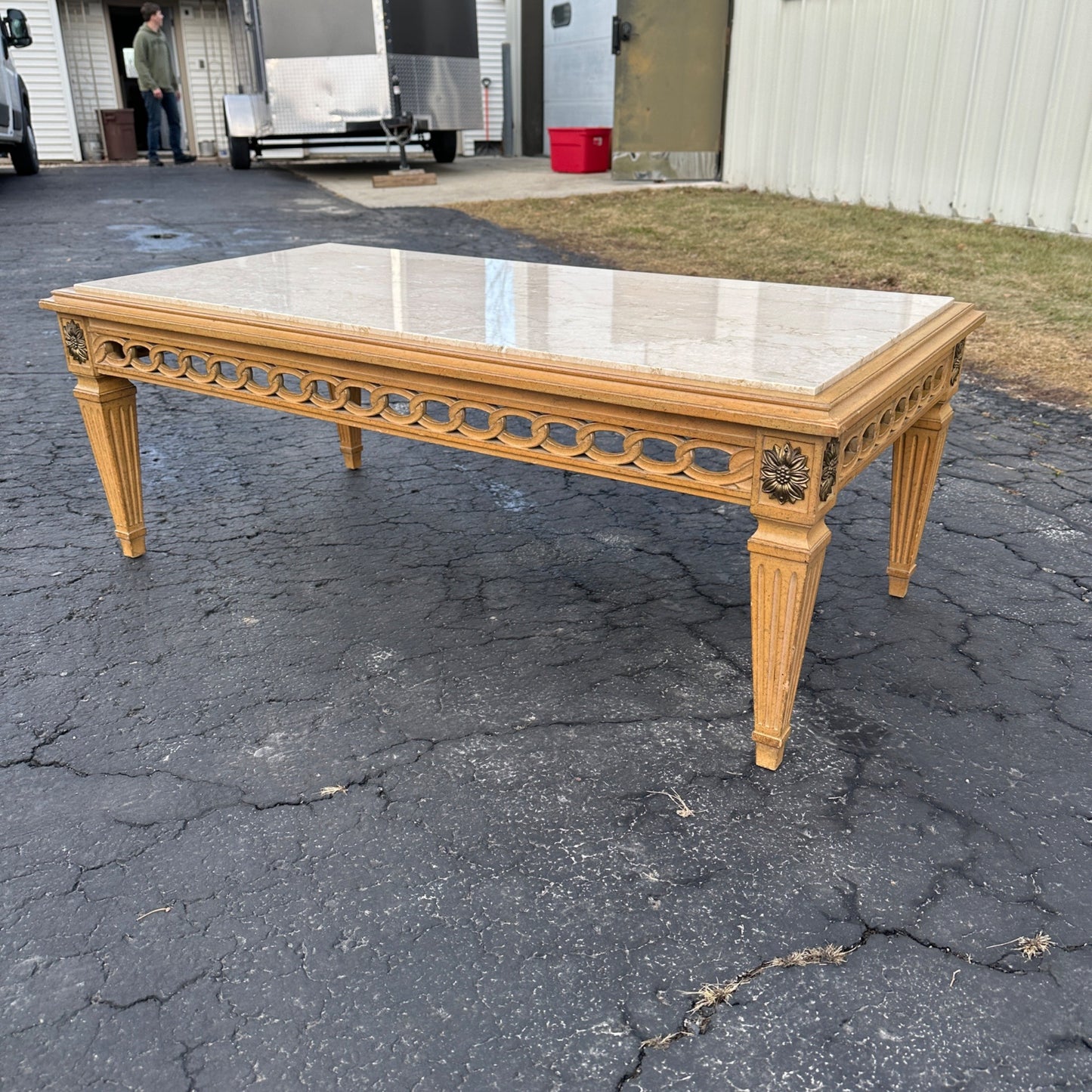 Vintage Nahon Marble Top Mid Century Coffee Table