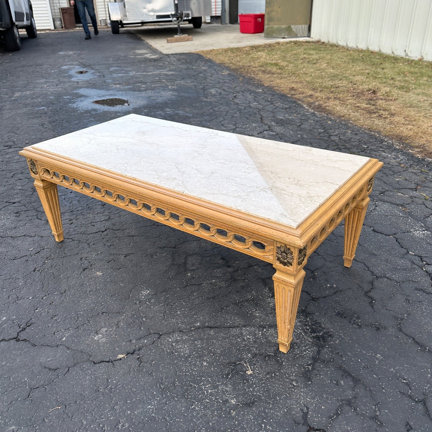 Vintage Nahon Marble Top Mid Century Coffee Table