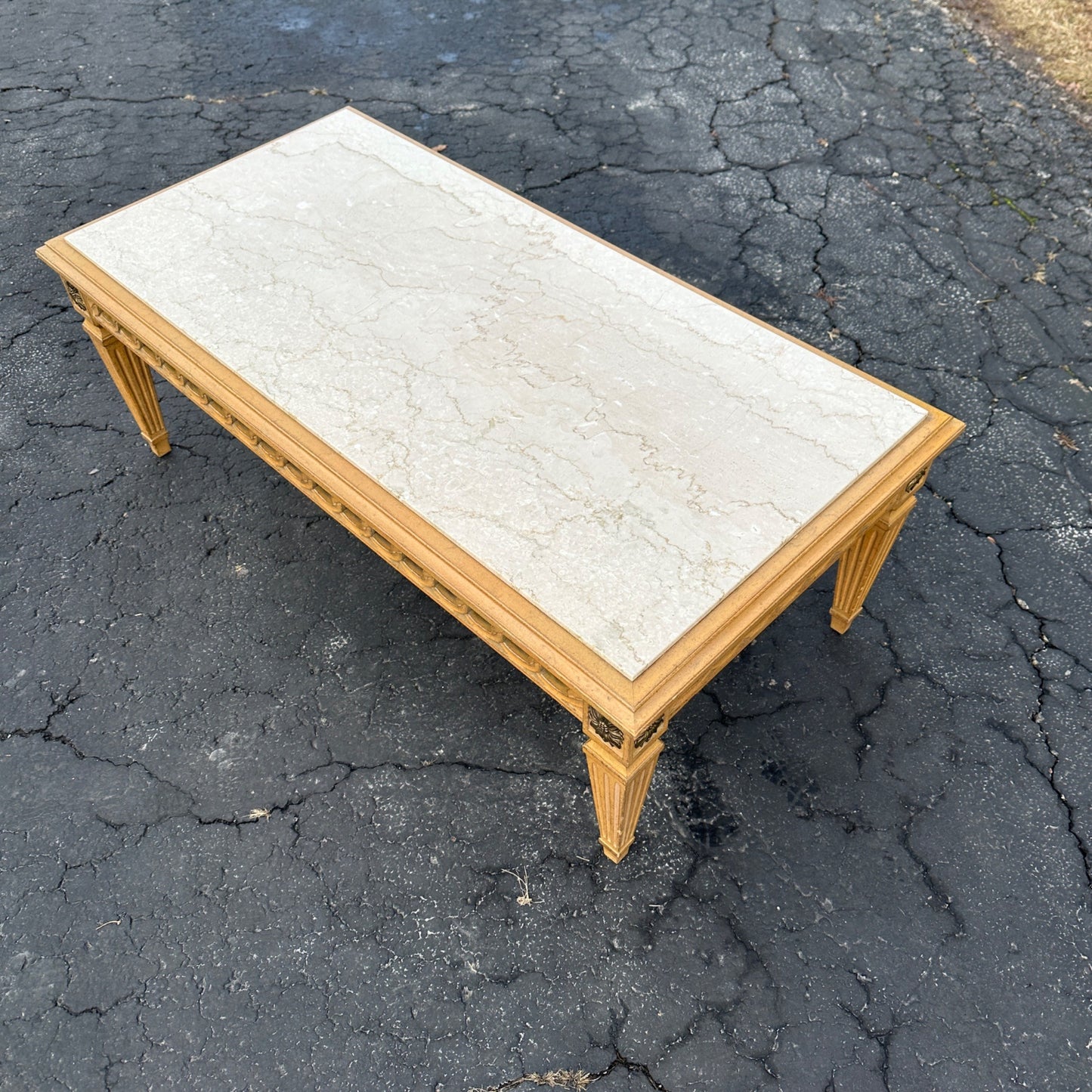 Vintage Nahon Marble Top Mid Century Coffee Table