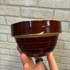 Vintage Rustic 5" Red-Brown Ceramic Bowl With Ribbed Design