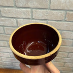 Vintage Rustic 5" Red-Brown Ceramic Bowl With Ribbed Design