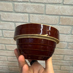 Vintage Rustic 5" Red-Brown Ceramic Bowl With Ribbed Design