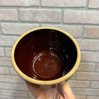 Vintage Rustic 5" Red-Brown Ceramic Bowl With Ribbed Design