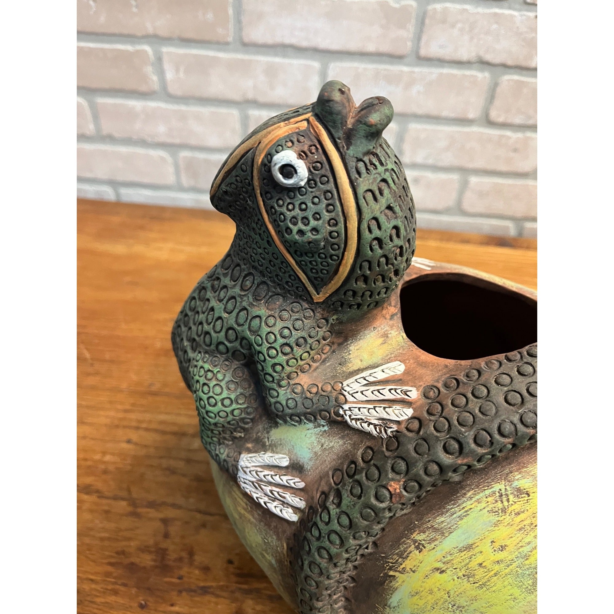 RARE Vintage Jorge Wilmot Style Mexican Art Pottery Stoneware Iguana Vase