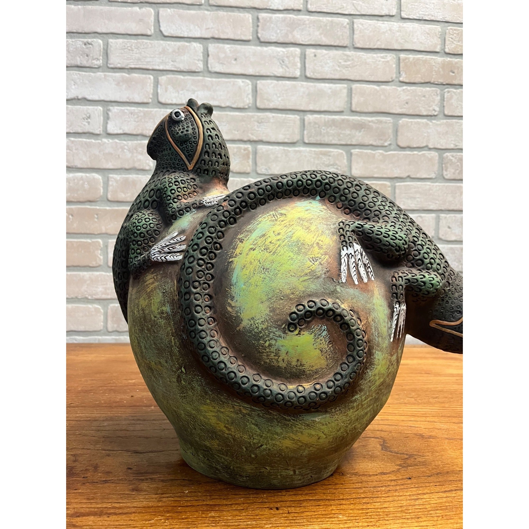 RARE Vintage Jorge Wilmot Style Mexican Art Pottery Stoneware Iguana Vase