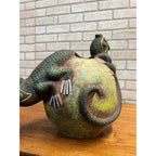 RARE Vintage Jorge Wilmot Style Mexican Art Pottery Stoneware Iguana Vase