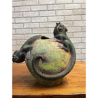 RARE Vintage Jorge Wilmot Style Mexican Art Pottery Stoneware Iguana Vase