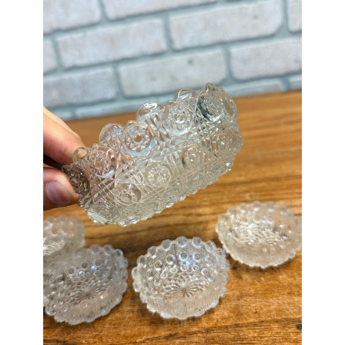 Vintage Childs Cut Glass Serving Bowl Set of 5