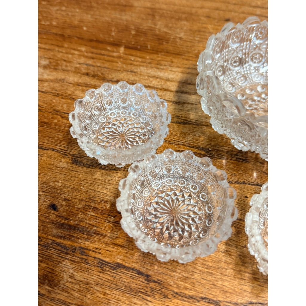 Vintage Childs Cut Glass Serving Bowl Set of 5