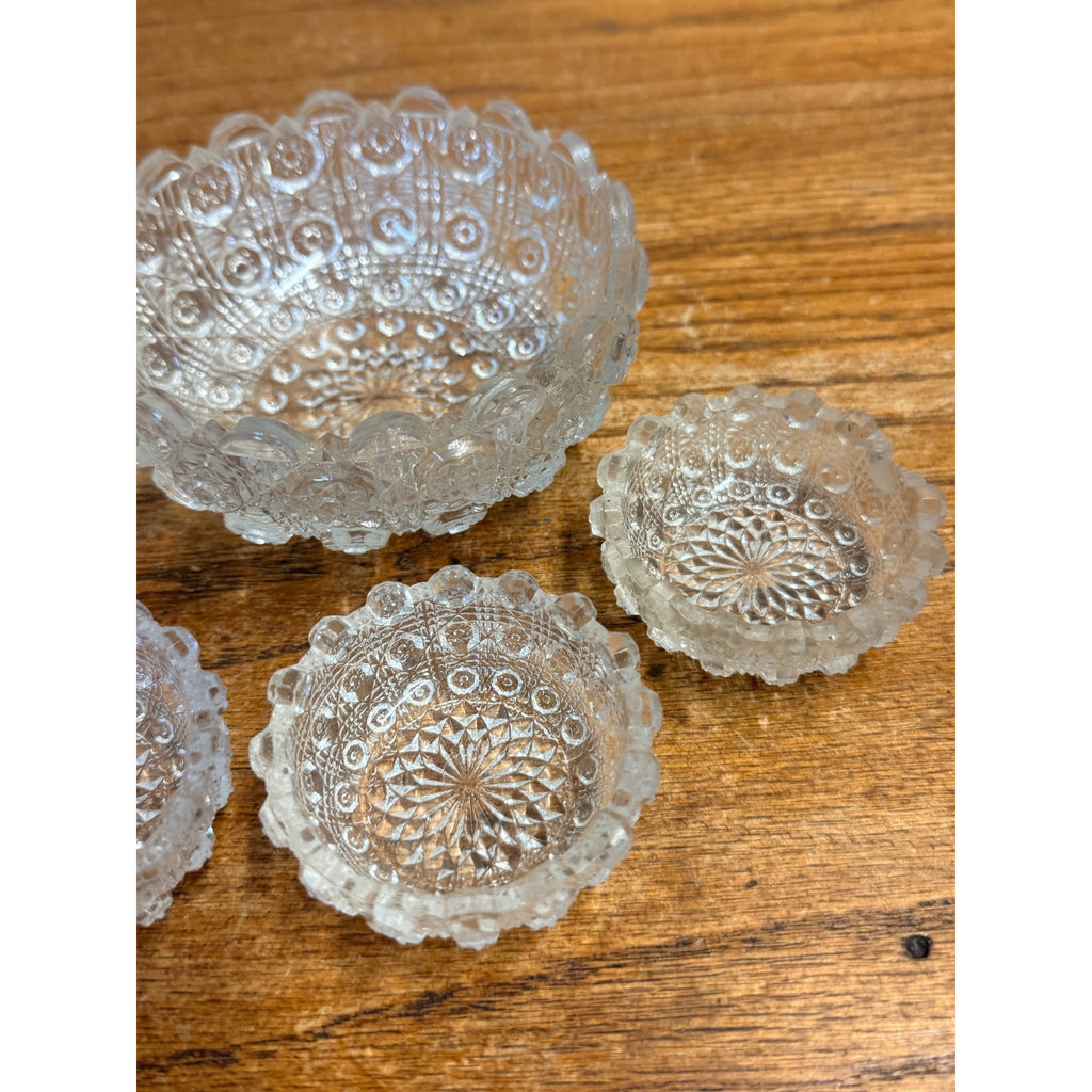 Vintage Childs Cut Glass Serving Bowl Set of 5