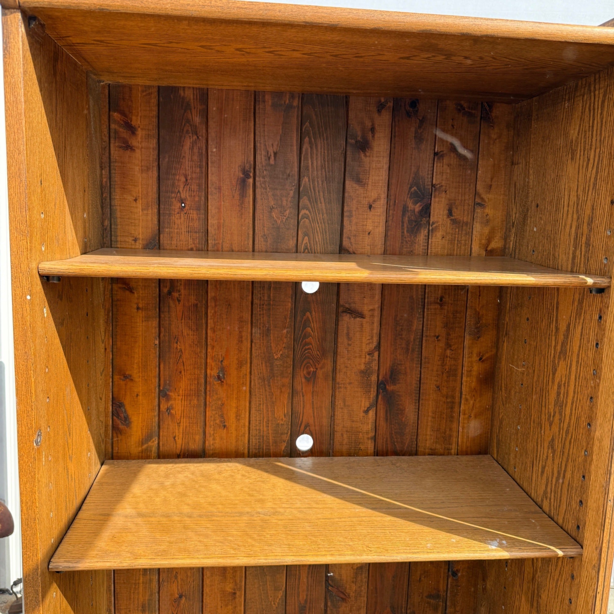 Antique Oak Wooden Secretary Cabinet Bookcase