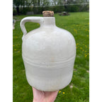Antique Stoneware White Zinc Glazed Whiskey Wine Jug Primitive Farmhouse Decor