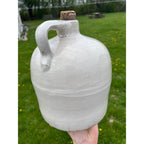 Antique Stoneware White Zinc Glazed Whiskey Wine Jug Primitive Farmhouse Decor