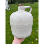 Antique Stoneware White Zinc Glazed Whiskey Wine Jug Primitive Farmhouse Decor