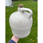 Antique Stoneware White Zinc Glazed Whiskey Wine Jug Primitive Farmhouse Decor