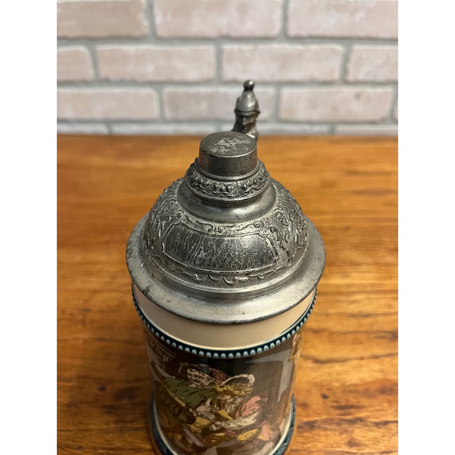 Mettlach Antique Vintage German Beer Stein 2271/1055 Pewter Lid 1/2L Old German