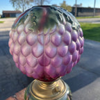 Antique Victorian Puffy Grape Cluster Parlor Table Oil Lamp