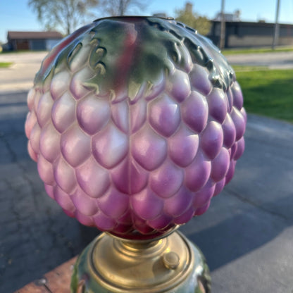 Antique Victorian Puffy Grape Cluster Parlor Table Oil Lamp
