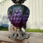 Antique Victorian Puffy Grape Cluster Parlor Table Oil Lamp