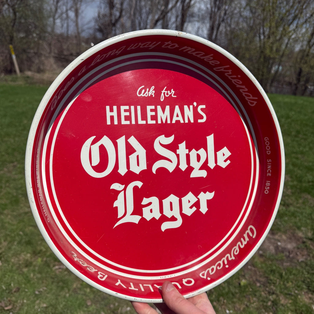 Vintage Ask for Heilemans Old Style Lager Beer Tray La Crosse Wisconsin Wis WI
