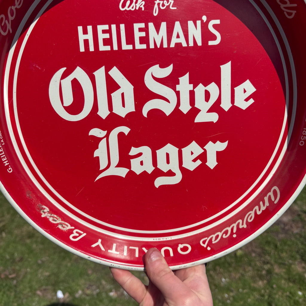 Vintage Ask for Heilemans Old Style Lager Beer Tray La Crosse Wisconsin Wis WI