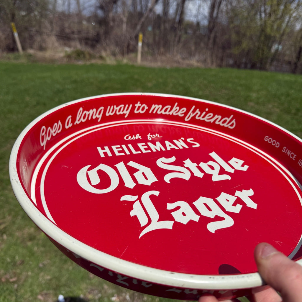 Vintage Ask for Heilemans Old Style Lager Beer Tray La Crosse Wisconsin Wis WI