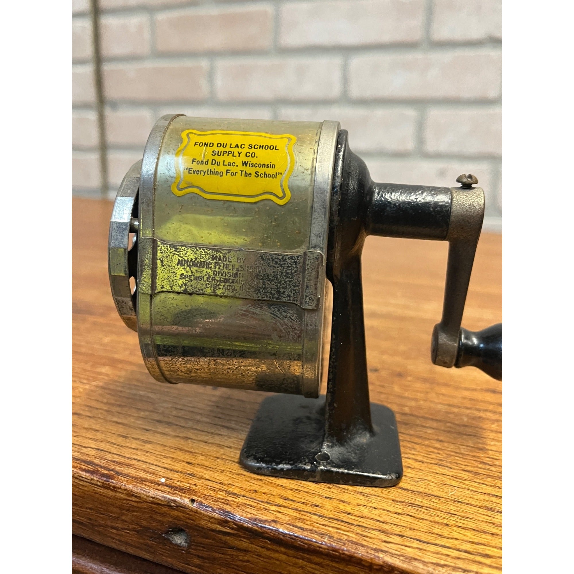 Vintage Automatic Pencil Sharpener Spengler Loomis Mfg Co Chicago Early Metal