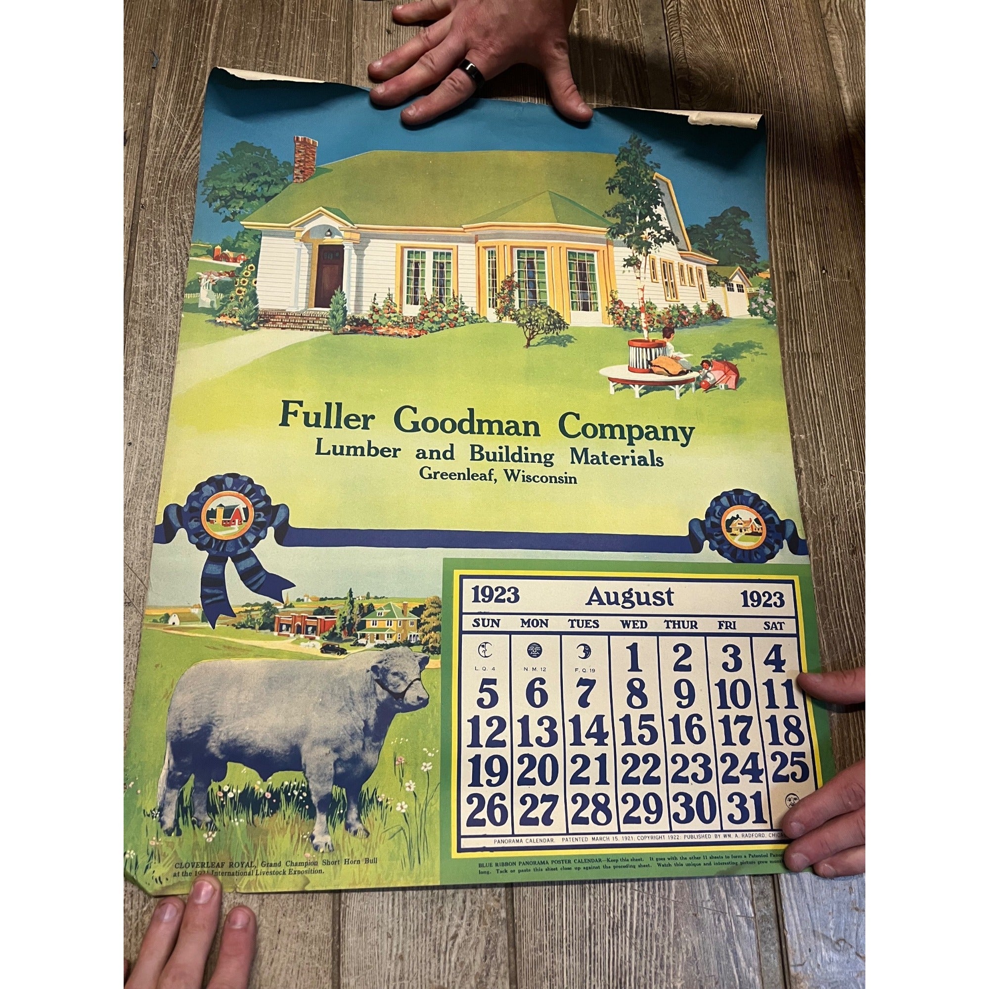 1920s Advertising Calendar Poster Fuller Goodman Farm Barn Dairy Scene