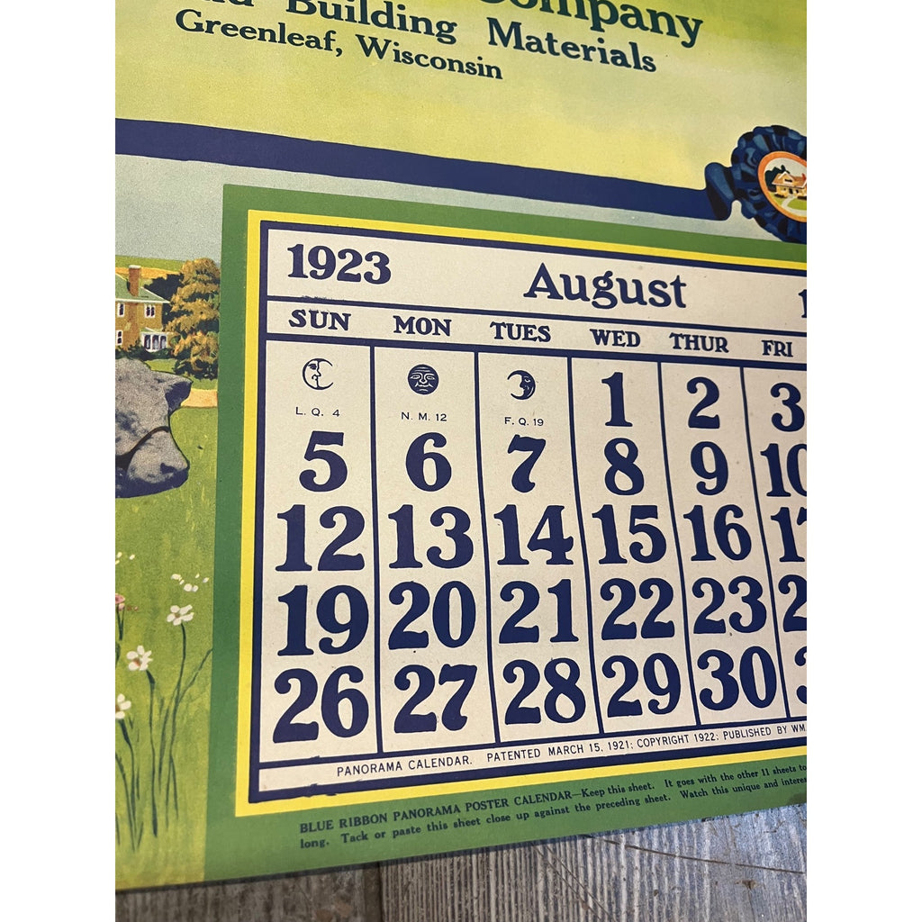 1920s Advertising Calendar Poster Fuller Goodman Farm Barn Dairy Scene