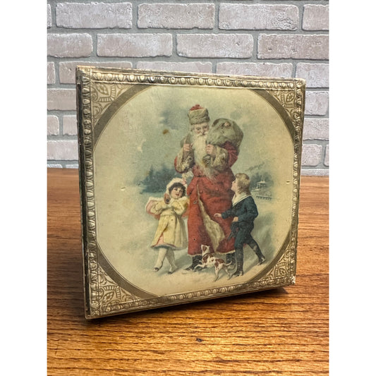 Antique Early Victorian Christmas Santa / St. Nicholas Celluloid Jewelry Box Children