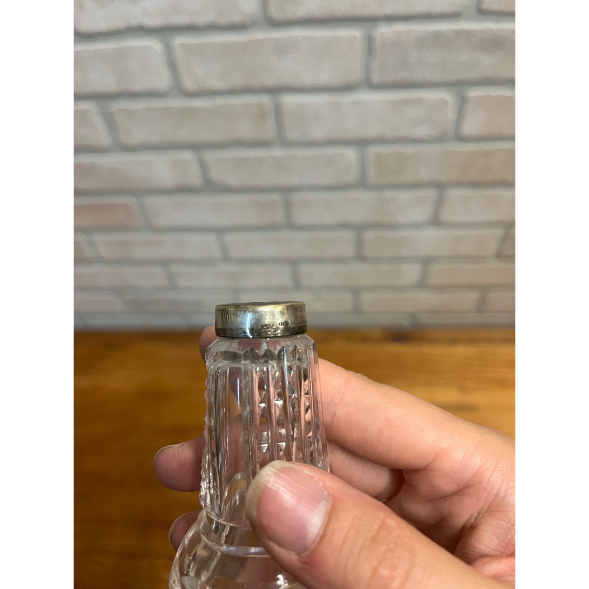 Vintage Cut Glass & Sterling Silver Cap Salt & Pepper Shakers Ornate Victorian