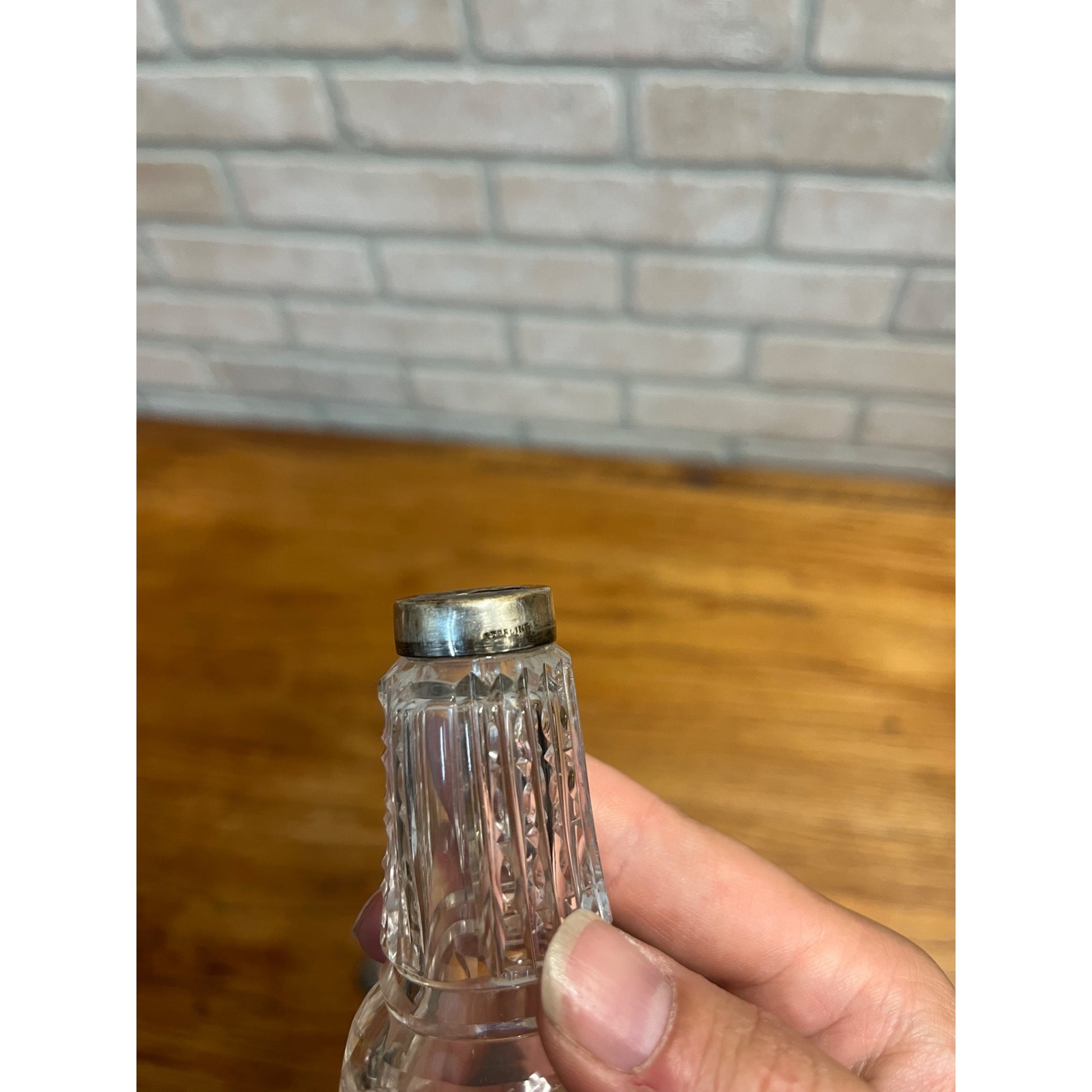 Vintage Cut Glass & Sterling Silver Cap Salt & Pepper Shakers Ornate Victorian
