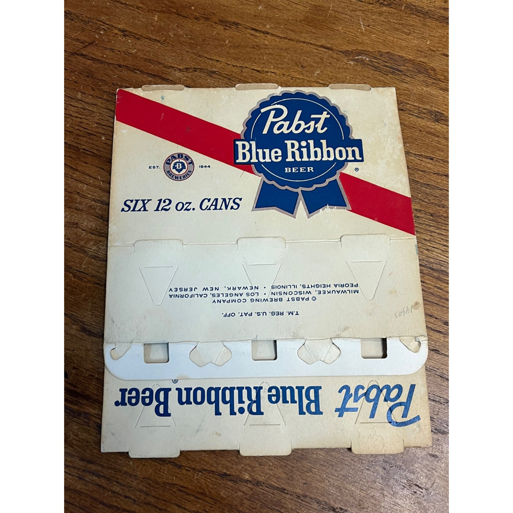 Vintage Pabst Blue Ribbon Beer Flat Top 12oz Beer Can 6-Pack Cardboard Case