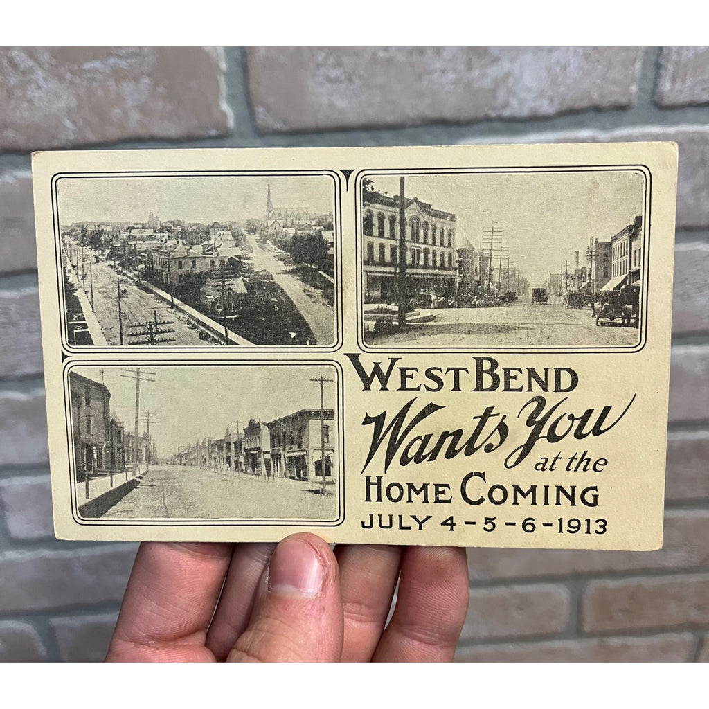 West Bend Wisconsin 1913 Advertising 3 View Collage Homecoming Celebration