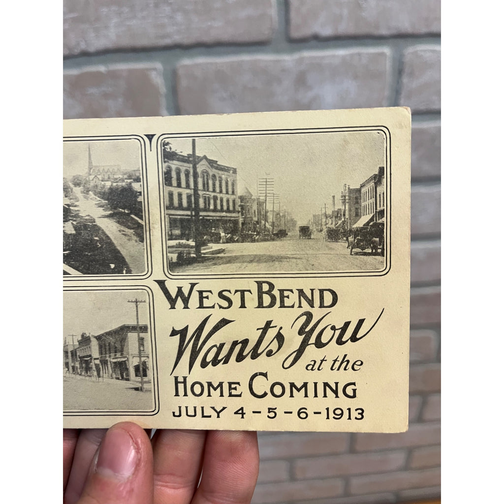 West Bend Wisconsin 1913 Advertising 3 View Collage Homecoming Celebration