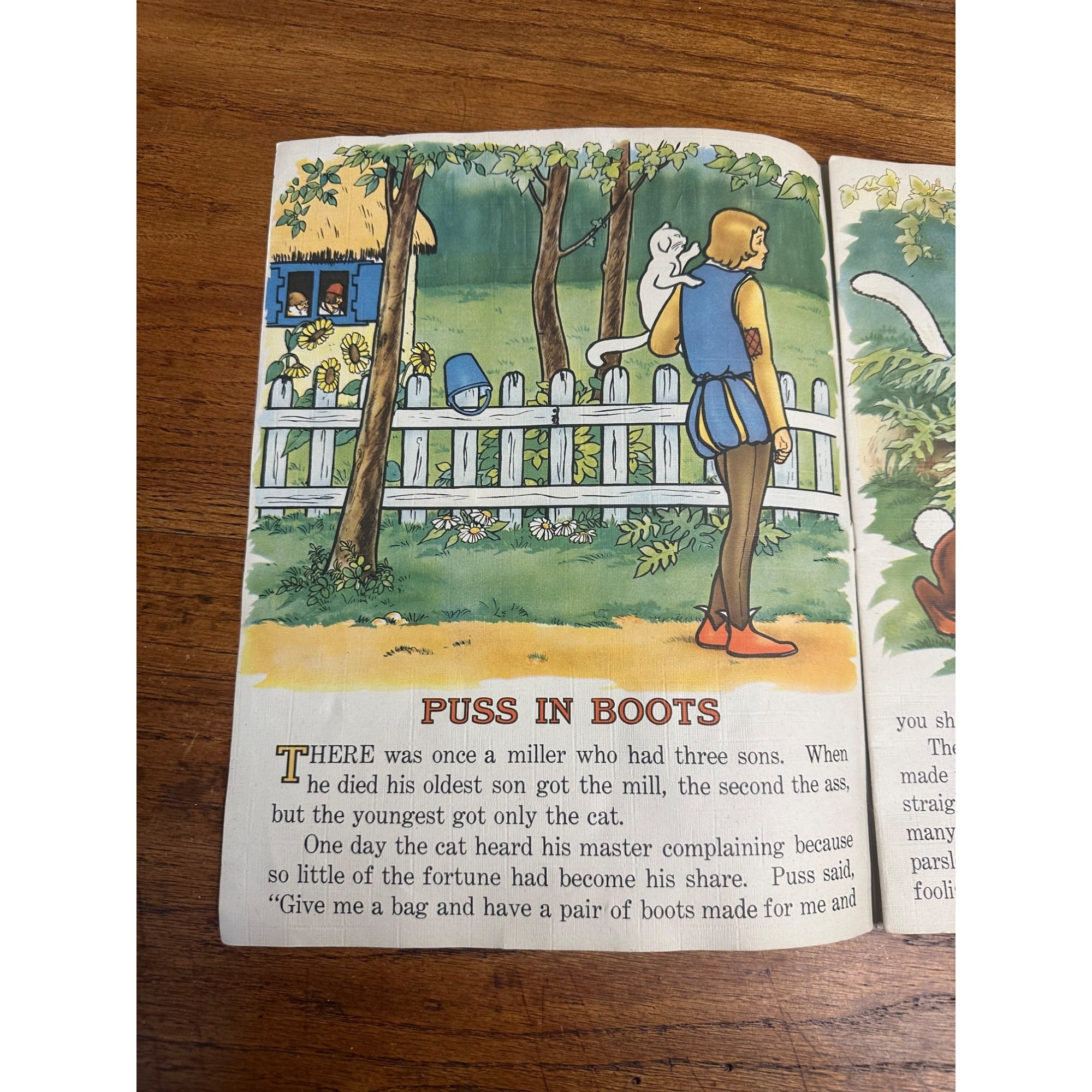 Vintage Puss In Boots Childrens Book 1941 Saalfield Publishing USA #2364