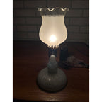 Vintage Art Nouveau Deco White Glass Lady Flowing Dress Electric Table Lamp